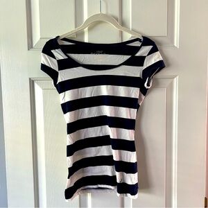 H&M Blue & White Sailer Stripped Short Sleeve Tee